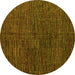 Round Abstract Yellow Modern Rug, abs4627yw