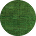 Round Machine Washable Abstract Green Modern Area Rugs, wshabs4627grn