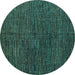 Round Abstract Turquoise Modern Rug, abs4627turq