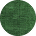 Round Machine Washable Abstract Emerald Green Modern Area Rugs, wshabs4627emgrn