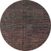 Round Machine Washable Abstract Chocolate Brown Rug, wshabs4627