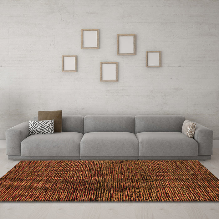 Machine Washable Abstract Orange Modern Area Rugs in a Living Room, wshabs4627org