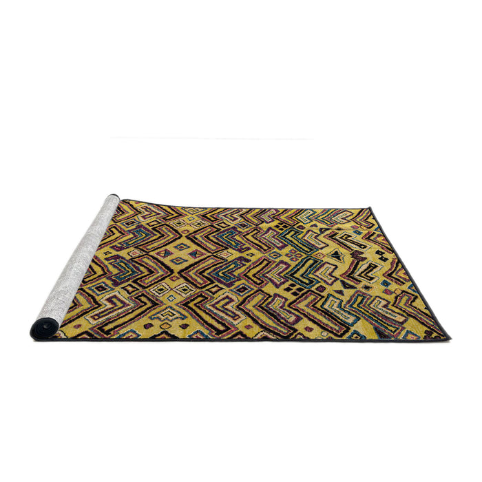 Sideview of Machine Washable Abstract Yellow Rug, wshabs4628