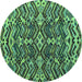 Round Abstract Turquoise Modern Rug, abs4628turq