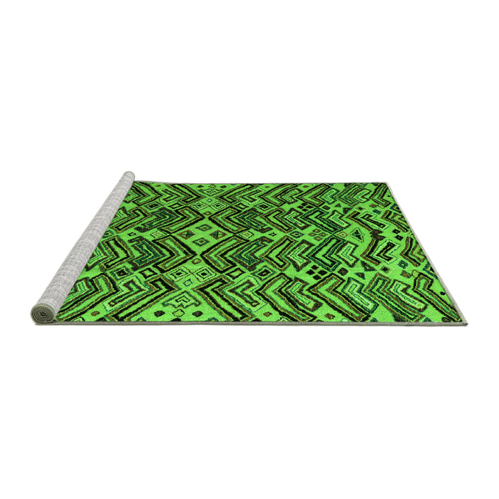 Sideview of Machine Washable Abstract Green Modern Area Rugs, wshabs4628grn