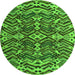 Round Machine Washable Abstract Green Modern Area Rugs, wshabs4628grn