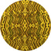 Round Machine Washable Abstract Yellow Modern Rug, wshabs4628yw