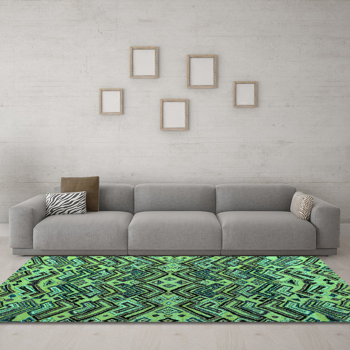 Machine Washable Abstract Turquoise Modern Area Rugs in a Living Room,, wshabs4628turq