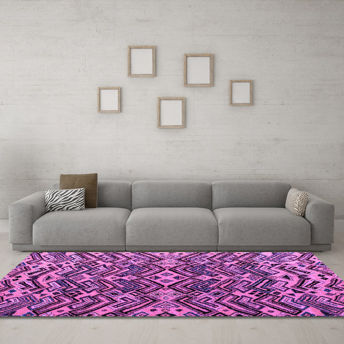 Machine Washable Abstract Purple Modern Area Rugs in a Living Room, wshabs4628pur