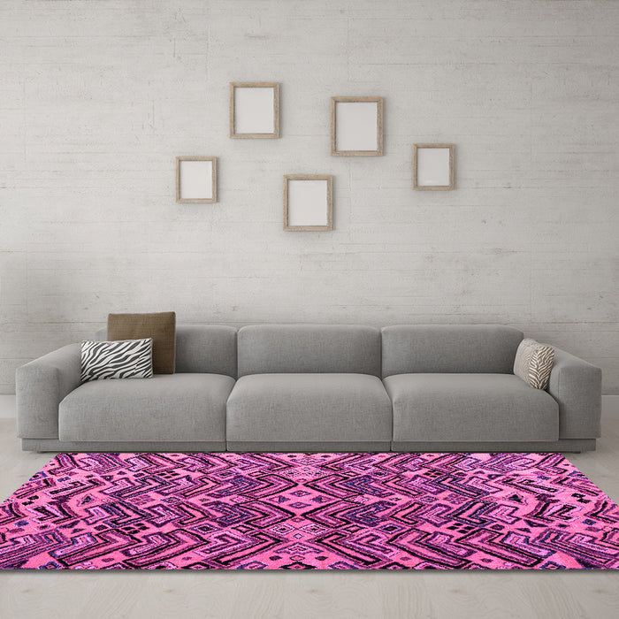 Machine Washable Abstract Pink Modern Rug in a Living Room, wshabs4628pnk