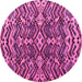 Round Machine Washable Abstract Pink Modern Rug, wshabs4628pnk