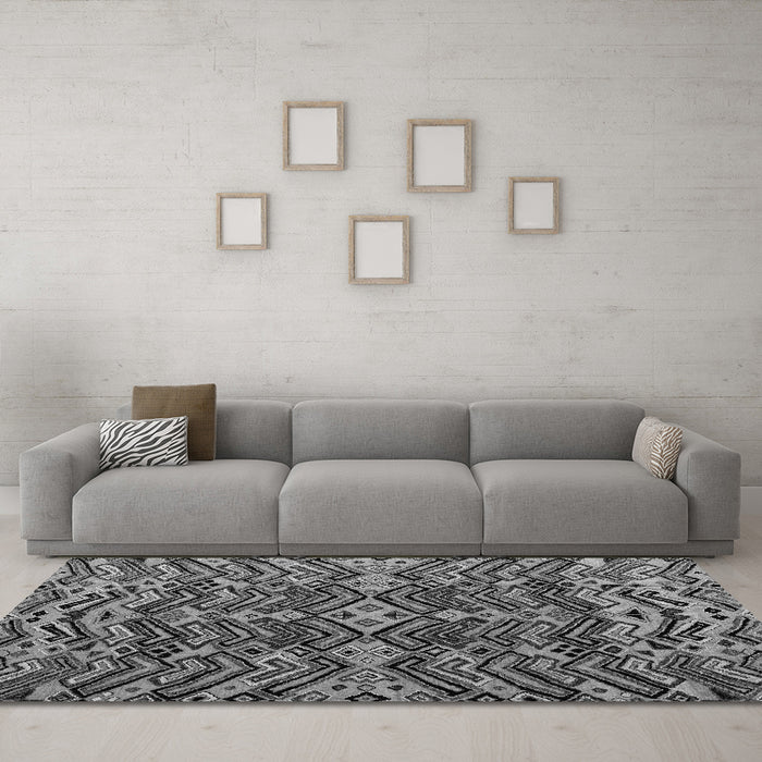 Machine Washable Abstract Gray Modern Rug in a Living Room,, wshabs4628gry