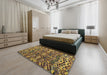 Abstract Yellow Modern Rug in a Bedroom, abs4628