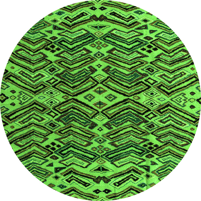 Round Abstract Green Modern Rug, abs4628grn