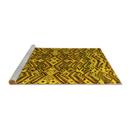 Sideview of Machine Washable Abstract Yellow Modern Rug, wshabs4628yw