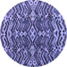 Round Abstract Blue Modern Rug, abs4628blu