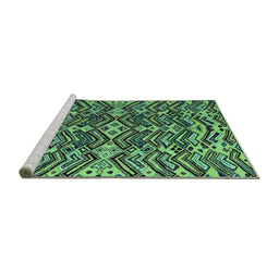 Sideview of Machine Washable Abstract Turquoise Modern Area Rugs, wshabs4628turq