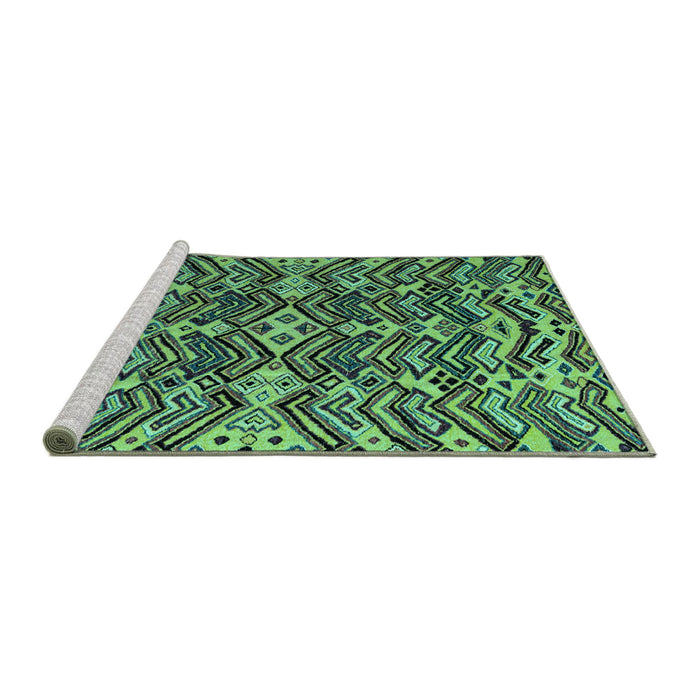 Sideview of Machine Washable Abstract Turquoise Modern Area Rugs, wshabs4628turq