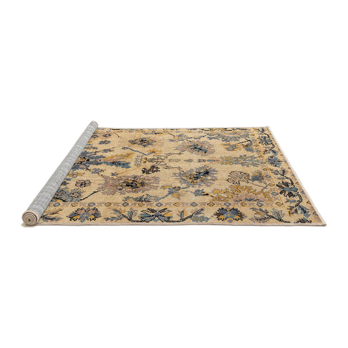 Sideview of Machine Washable Abstract Dark Gold Brown Rug, wshabs4629