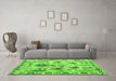 Machine Washable Abstract Green Modern Area Rugs in a Living Room,, wshabs4629grn