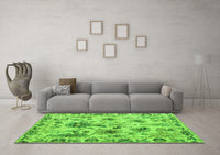 Machine Washable Abstract Green Modern Rug, wshabs4629grn