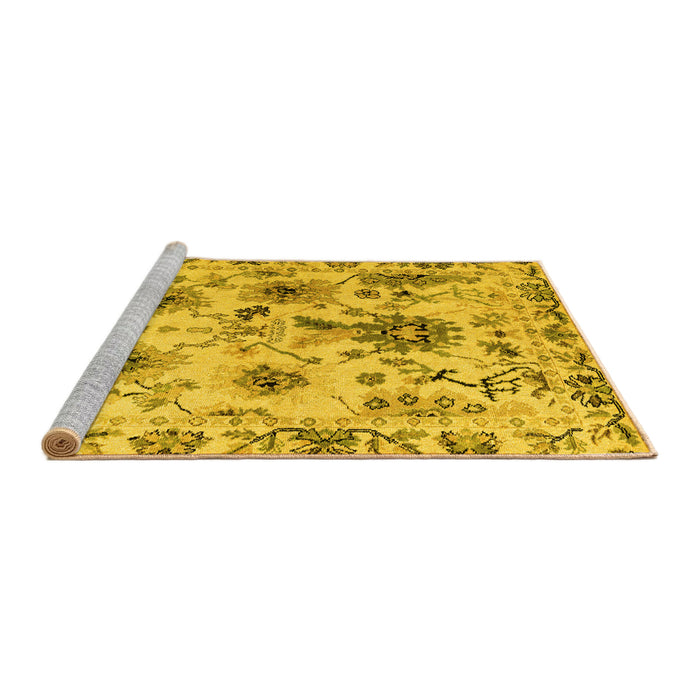 Sideview of Machine Washable Abstract Yellow Modern Rug, wshabs4629yw