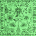 Square Machine Washable Abstract Emerald Green Modern Area Rugs, wshabs4629emgrn