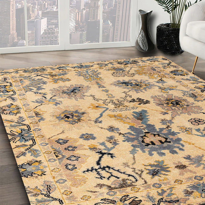 Machine Washable Abstract Dark Gold Brown Rug in a Family Room, wshabs4629