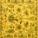 Square Machine Washable Abstract Yellow Modern Rug, wshabs4629yw