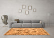 Machine Washable Abstract Orange Modern Area Rugs in a Living Room, wshabs4629org