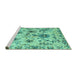 Sideview of Machine Washable Abstract Turquoise Modern Area Rugs, wshabs4629turq