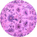 Round Machine Washable Abstract Purple Modern Area Rugs, wshabs4629pur