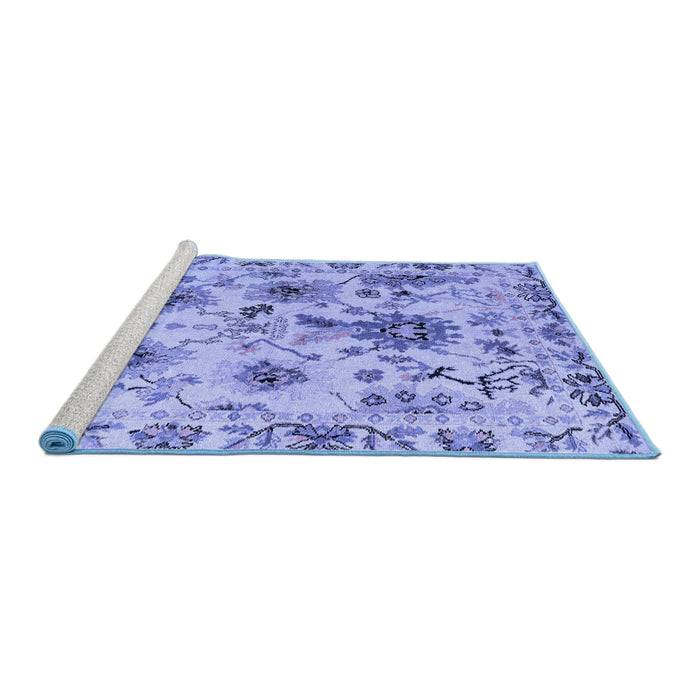 Sideview of Machine Washable Abstract Blue Modern Rug, wshabs4629blu