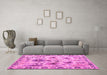 Machine Washable Abstract Pink Modern Rug in a Living Room, wshabs4629pnk