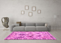 Machine Washable Abstract Pink Modern Rug, wshabs4629pnk