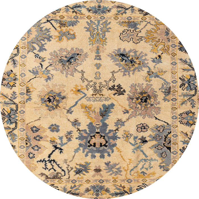 Round Machine Washable Abstract Dark Gold Brown Rug, wshabs4629