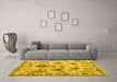 Machine Washable Abstract Yellow Modern Rug in a Living Room, wshabs4629yw