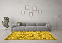 Machine Washable Abstract Yellow Modern Rug, wshabs4629yw