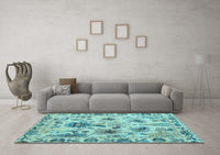 Machine Washable Abstract Light Blue Modern Rug, wshabs4629lblu