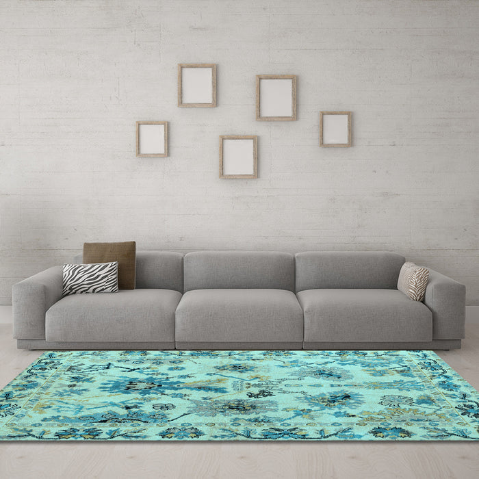Machine Washable Abstract Light Blue Modern Rug in a Living Room, wshabs4629lblu