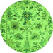 Round Machine Washable Abstract Green Modern Area Rugs, wshabs4629grn