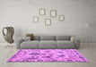 Machine Washable Abstract Purple Modern Area Rugs in a Living Room, wshabs4629pur