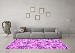 Machine Washable Abstract Purple Modern Area Rugs in a Living Room, wshabs4629pur