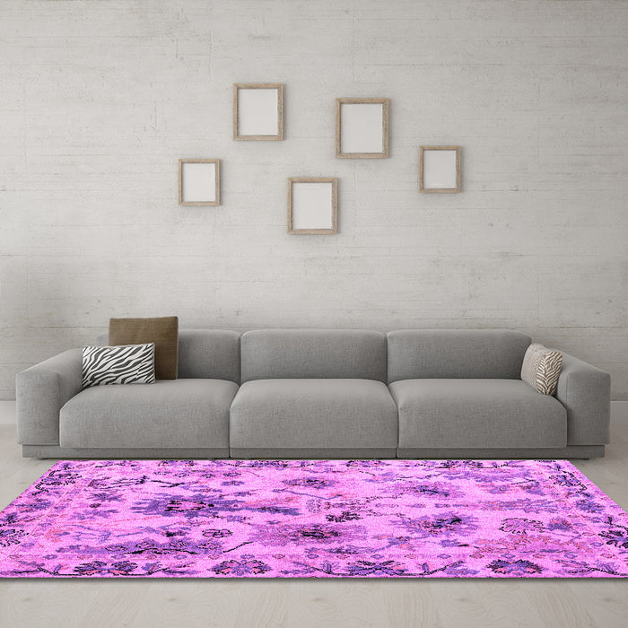 Machine Washable Abstract Purple Modern Area Rugs in a Living Room, wshabs4629pur