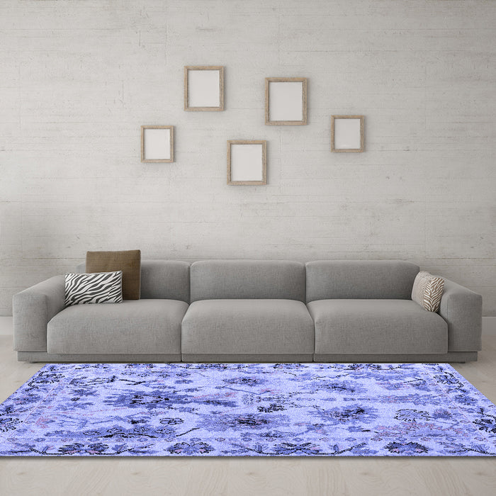 Machine Washable Abstract Blue Modern Rug in a Living Room, wshabs4629blu
