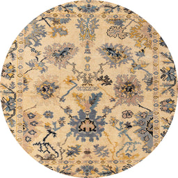 Round Abstract Dark Gold Brown Modern Rug, abs4629