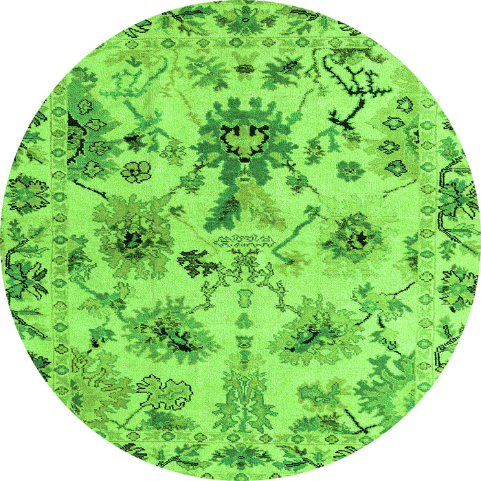 Round Abstract Green Modern Rug, abs4629grn