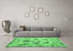 Machine Washable Abstract Emerald Green Modern Area Rugs in a Living Room,, wshabs4629emgrn