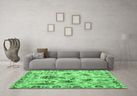 Machine Washable Abstract Emerald Green Modern Rug, wshabs4629emgrn