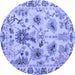 Round Machine Washable Abstract Blue Modern Rug, wshabs4629blu